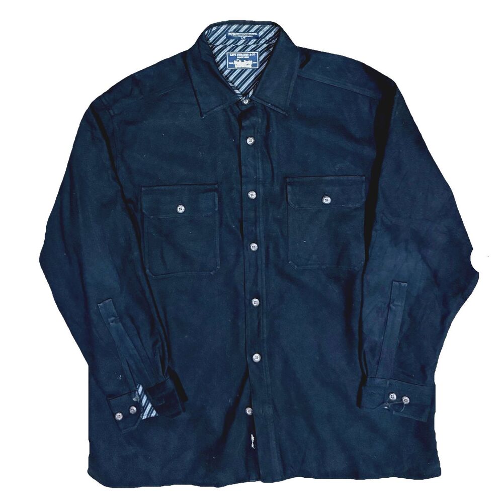 Levi's Strauss Blue Heavy Chamois Flannel Shirt Jacket Workwear Shacket Chore